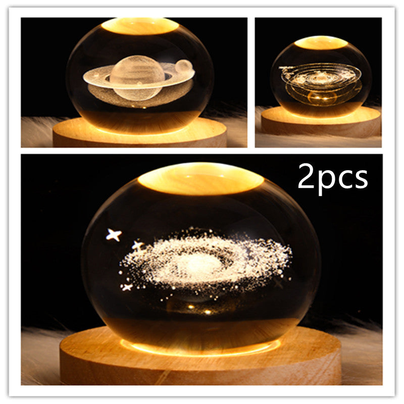 LED Night Light Galaxy Crystal Ball Table Lamp 3D