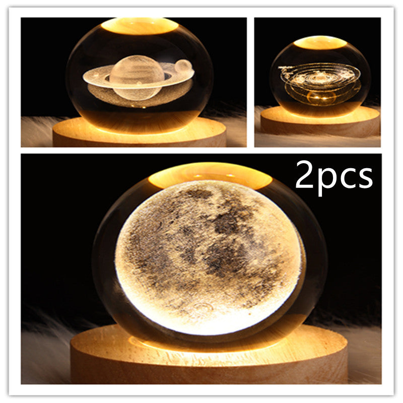 LED Night Light Galaxy Crystal Ball Table Lamp 3D