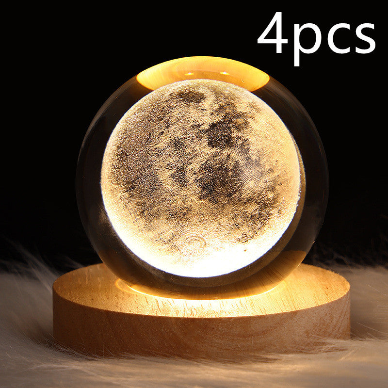 LED Night Light Galaxy Crystal Ball Table Lamp 3D