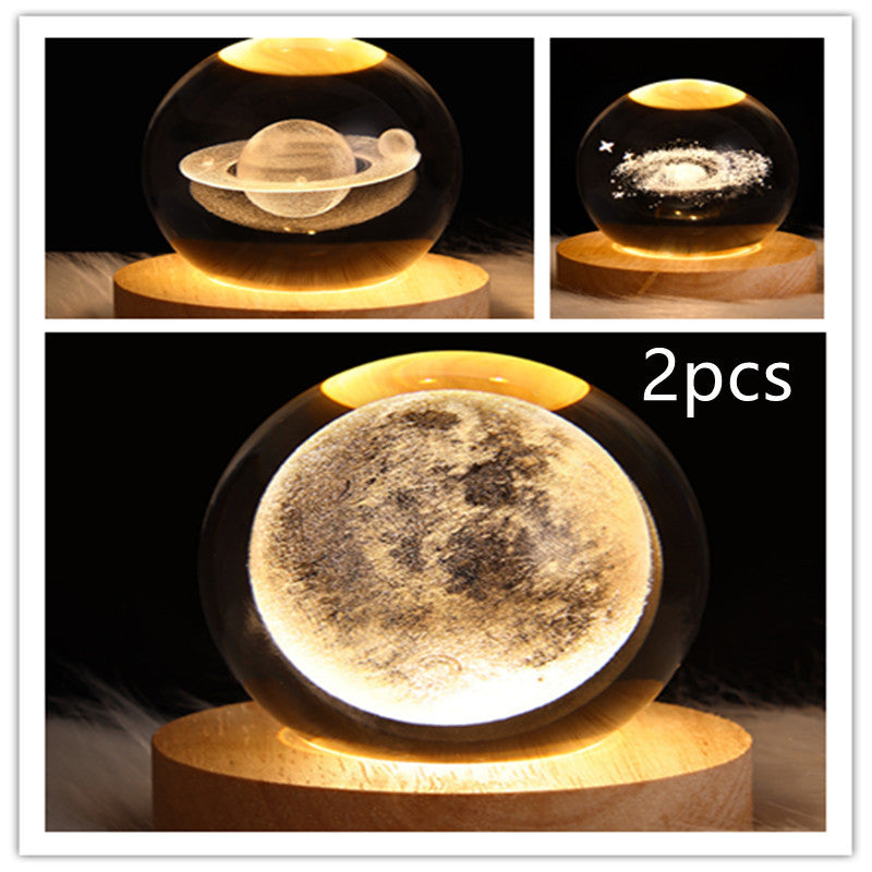 LED Night Light Galaxy Crystal Ball Table Lamp 3D