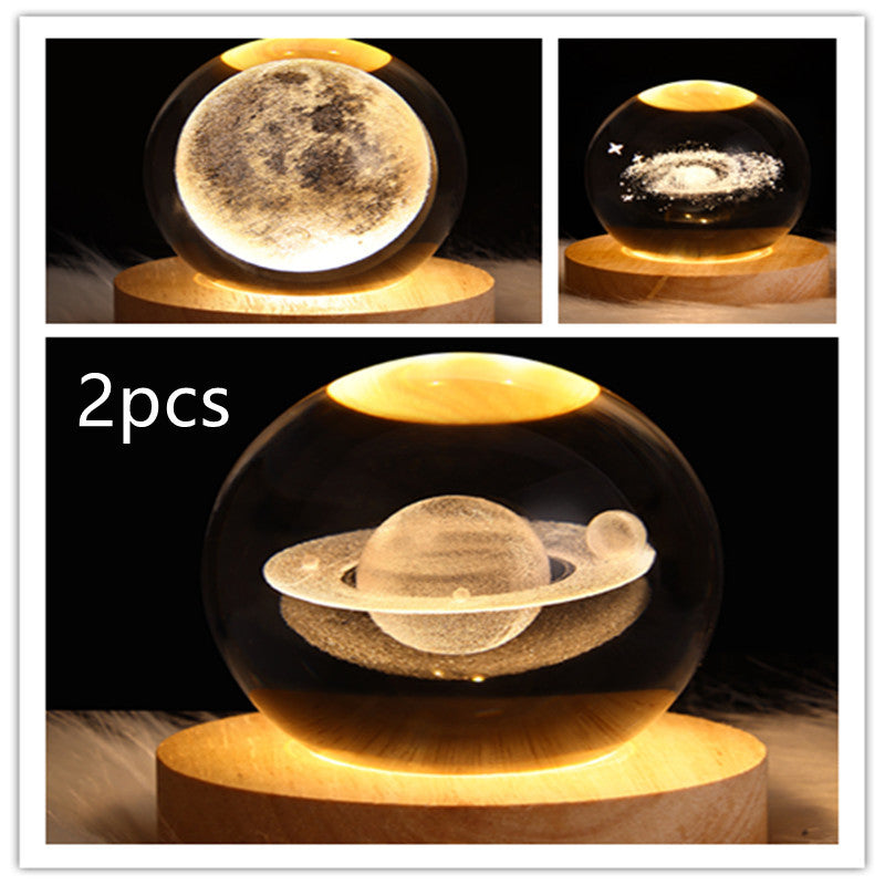 LED Night Light Galaxy Crystal Ball Table Lamp 3D
