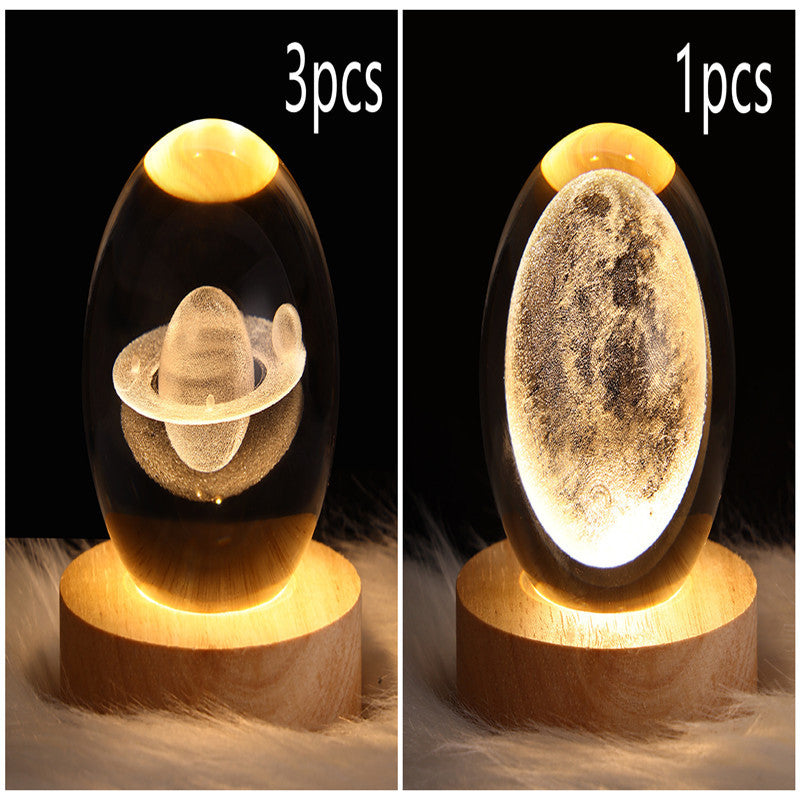 LED Night Light Galaxy Crystal Ball Table Lamp 3D