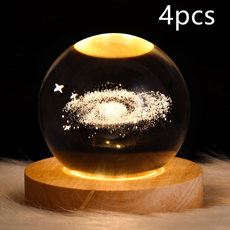 LED Night Light Galaxy Crystal Ball Table Lamp 3D