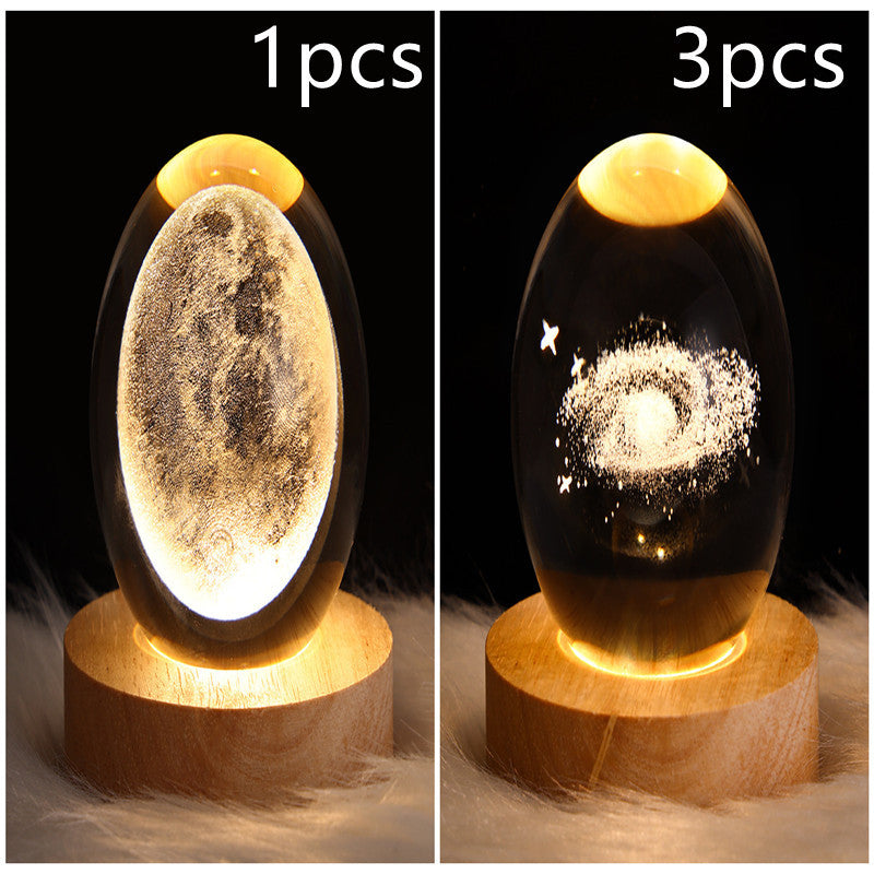 LED Night Light Galaxy Crystal Ball Table Lamp 3D