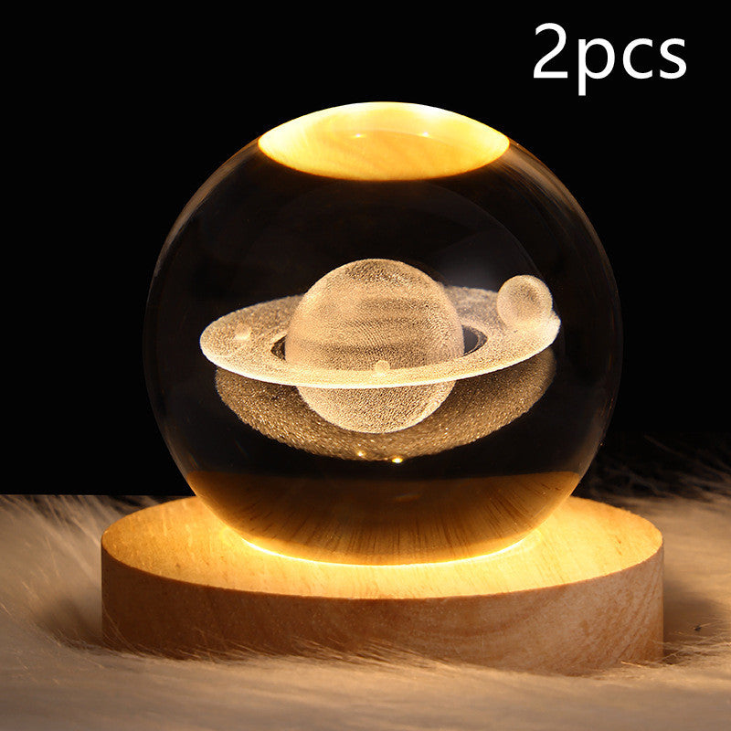 LED Night Light Galaxy Crystal Ball Table Lamp 3D