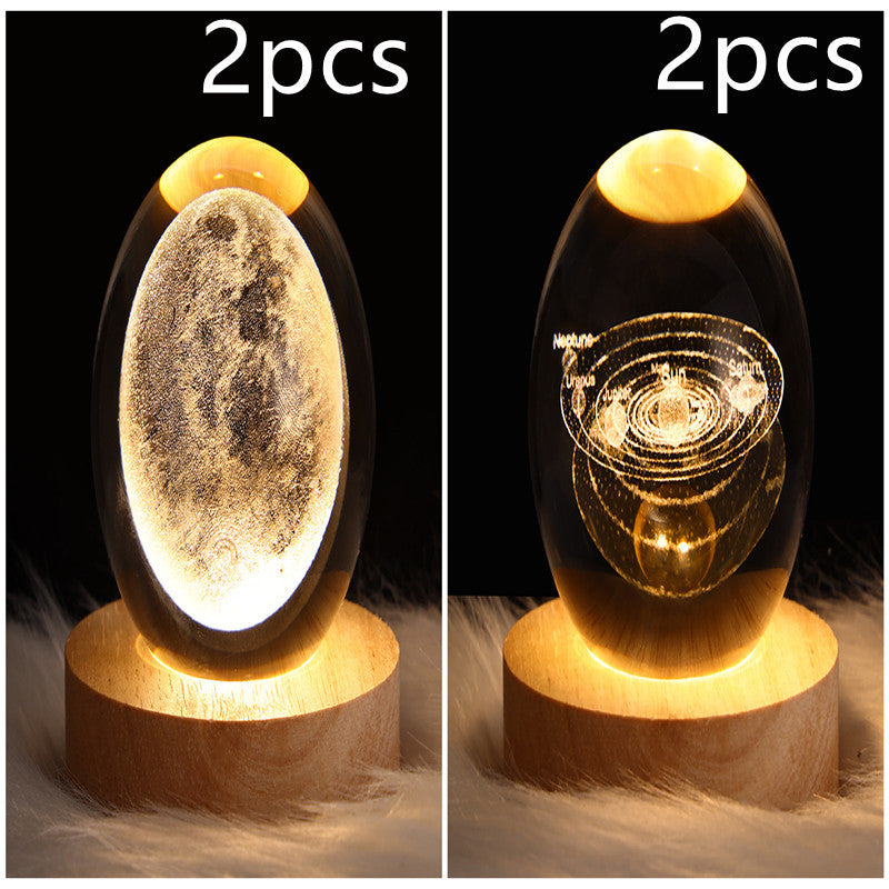 LED Night Light Galaxy Crystal Ball Table Lamp 3D