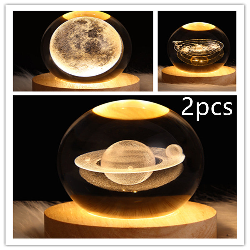 LED Night Light Galaxy Crystal Ball Table Lamp 3D