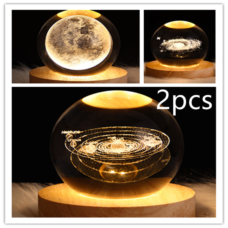 LED Night Light Galaxy Crystal Ball Table Lamp 3D