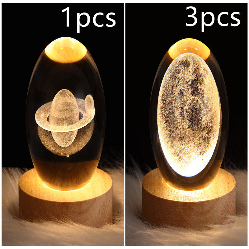LED Night Light Galaxy Crystal Ball Table Lamp 3D