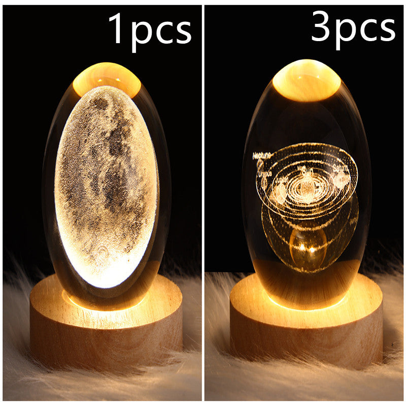 LED Night Light Galaxy Crystal Ball Table Lamp 3D