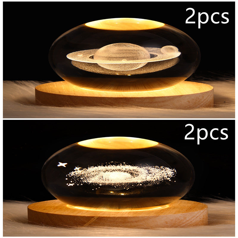 LED Night Light Galaxy Crystal Ball Table Lamp 3D