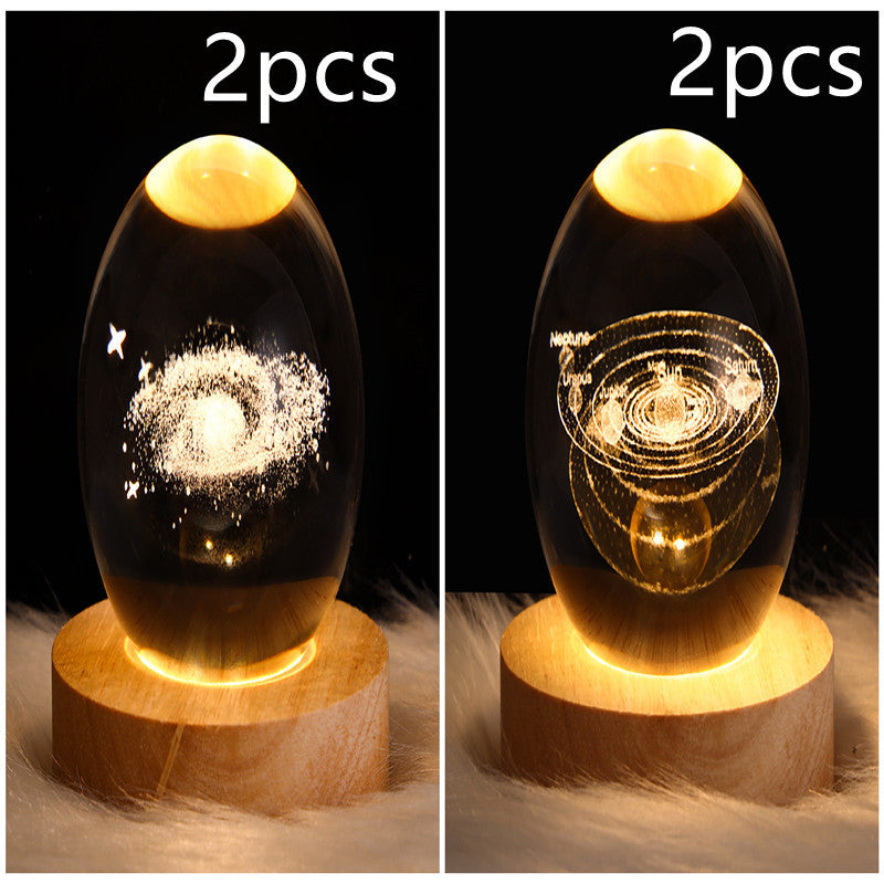 LED Night Light Galaxy Crystal Ball Table Lamp 3D