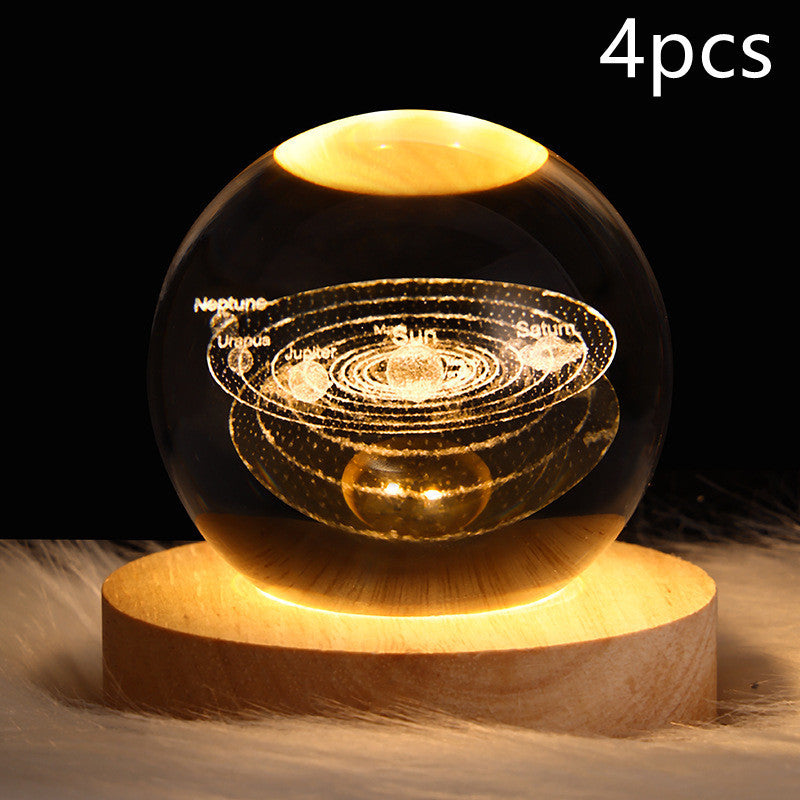 LED Night Light Galaxy Crystal Ball Table Lamp 3D
