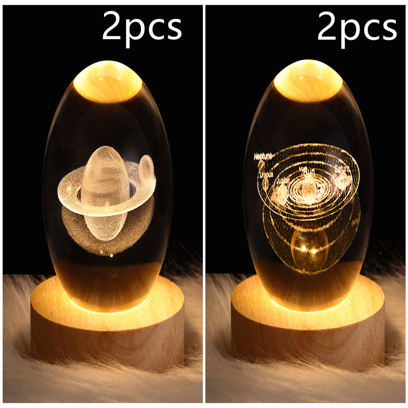 LED Night Light Galaxy Crystal Ball Table Lamp 3D