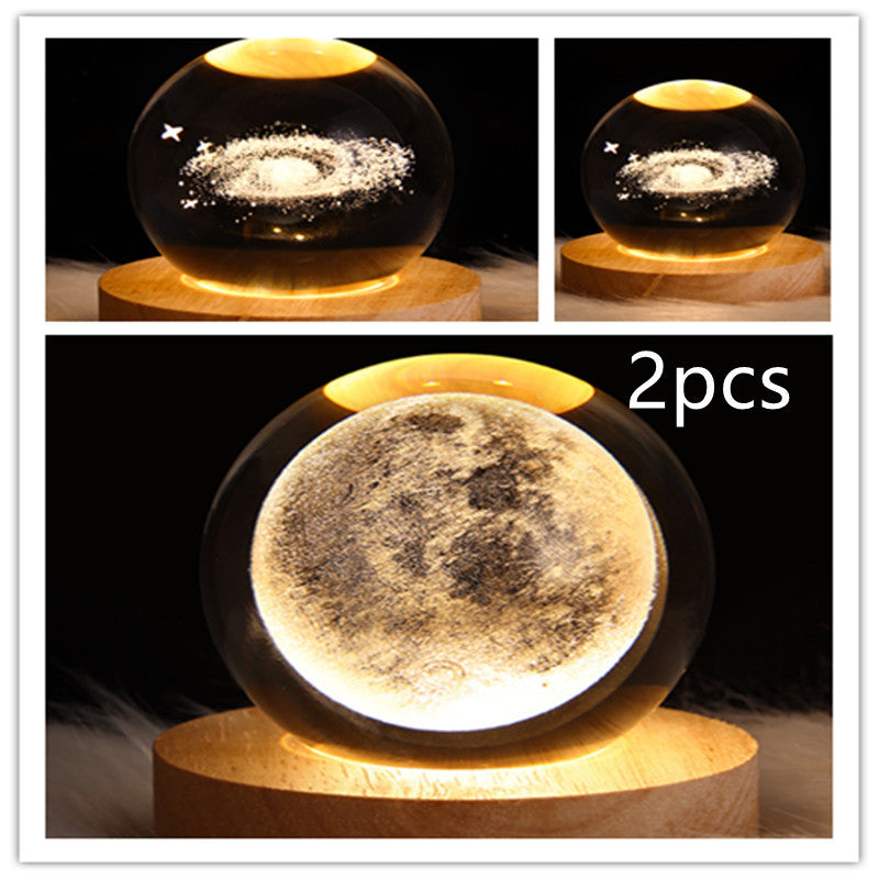 LED Night Light Galaxy Crystal Ball Table Lamp 3D