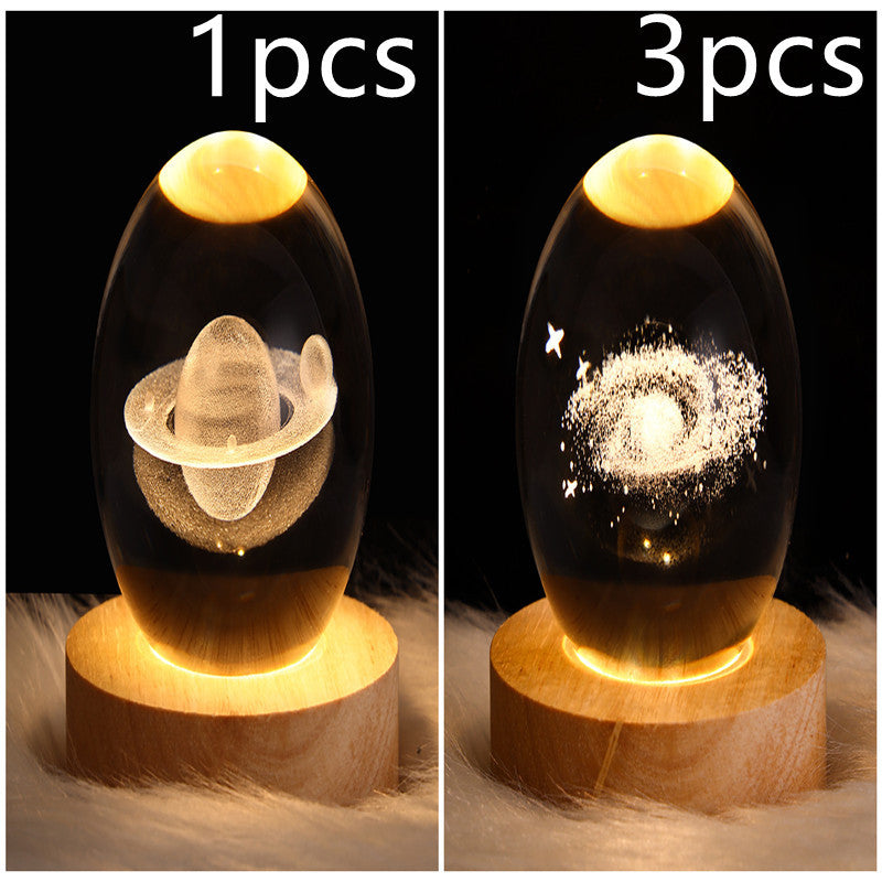 LED Night Light Galaxy Crystal Ball Table Lamp 3D