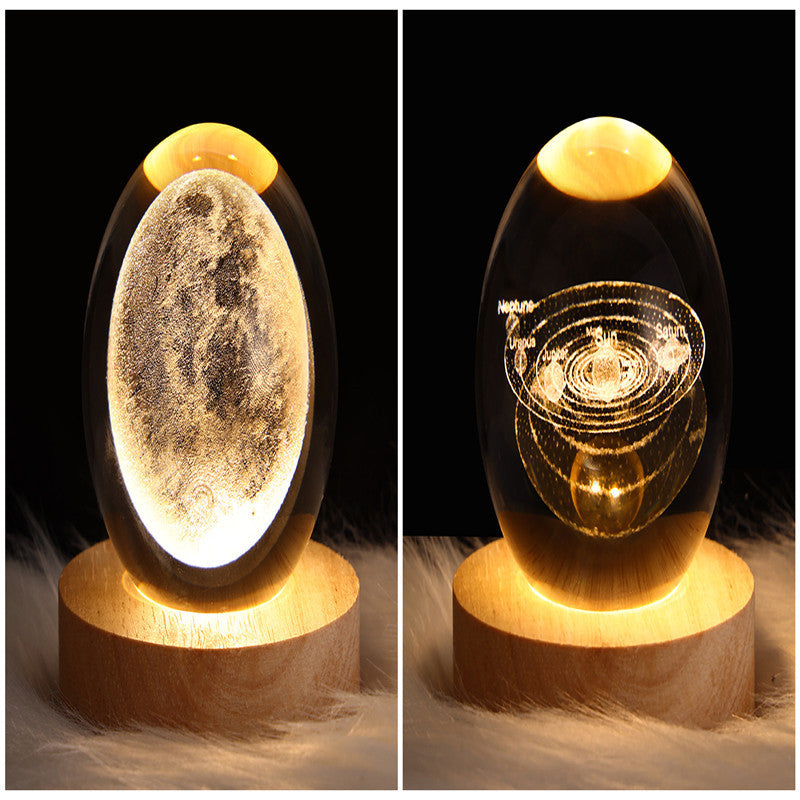 LED Night Light Galaxy Crystal Ball Table Lamp 3D