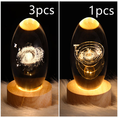 LED Night Light Galaxy Crystal Ball Table Lamp 3D