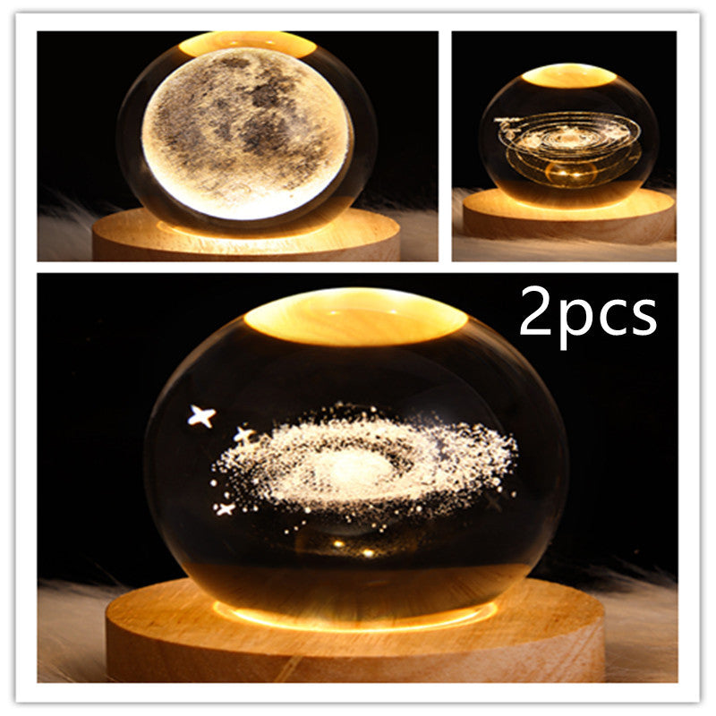 LED Night Light Galaxy Crystal Ball Table Lamp 3D