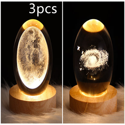 LED Night Light Galaxy Crystal Ball Table Lamp 3D