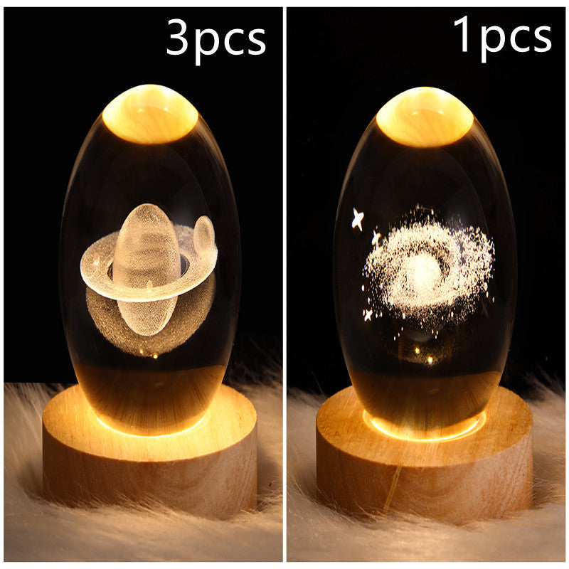 LED Night Light Galaxy Crystal Ball Table Lamp 3D