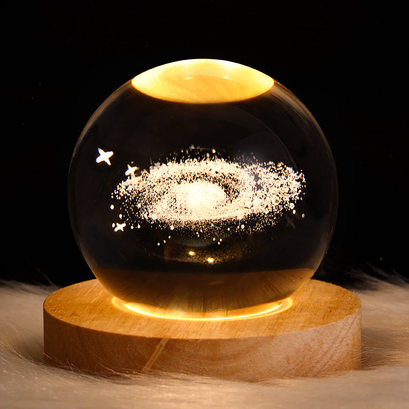 LED Night Light Galaxy Crystal Ball Table Lamp 3D