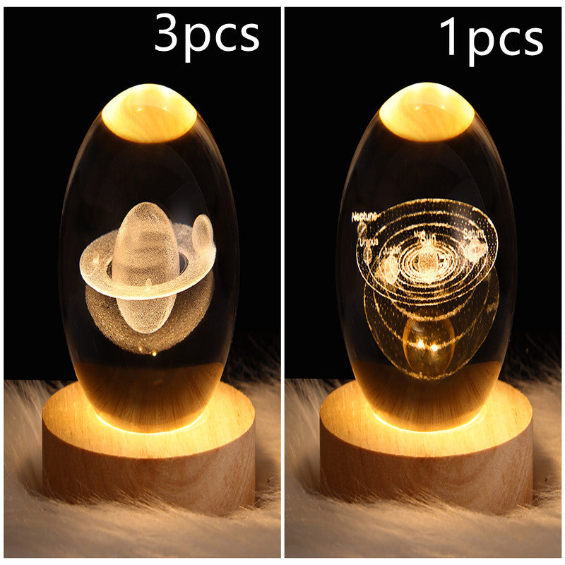 LED Night Light Galaxy Crystal Ball Table Lamp 3D
