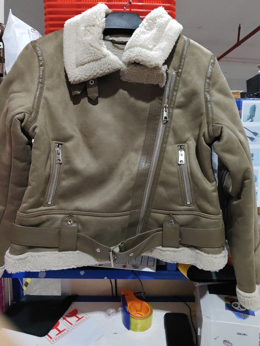WInter Lapel Jacket Suede Lamb Wool Warm Coat