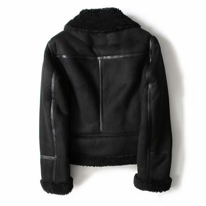 WInter Lapel Jacket Suede Lamb Wool Warm Coat