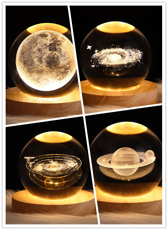 LED Night Light Galaxy Crystal Ball Table Lamp 3D