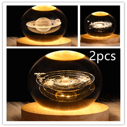 LED Night Light Galaxy Crystal Ball Table Lamp 3D