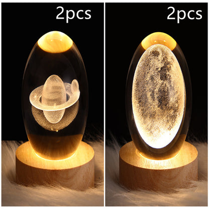 LED Night Light Galaxy Crystal Ball Table Lamp 3D