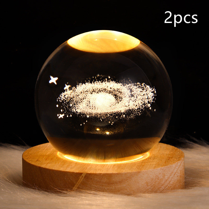 LED Night Light Galaxy Crystal Ball Table Lamp 3D
