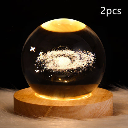 LED Night Light Galaxy Crystal Ball Table Lamp 3D