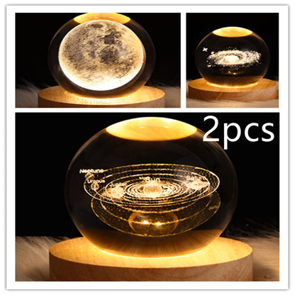 LED Night Light Galaxy Crystal Ball Table Lamp 3D