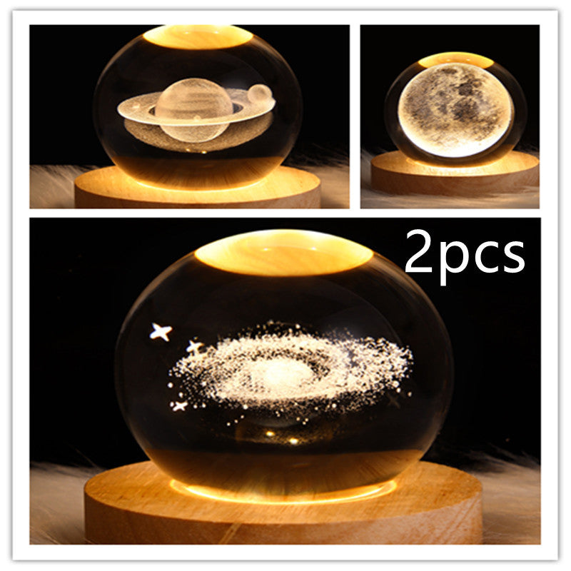 LED Night Light Galaxy Crystal Ball Table Lamp 3D