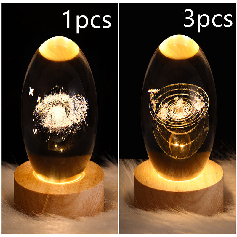 LED Night Light Galaxy Crystal Ball Table Lamp 3D