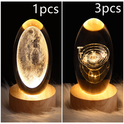 LED Night Light Galaxy Crystal Ball Table Lamp 3D