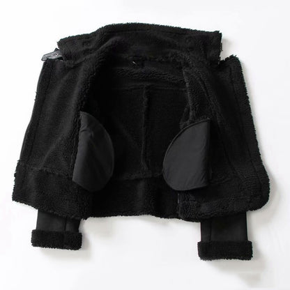 WInter Lapel Jacket Suede Lamb Wool Warm Coat