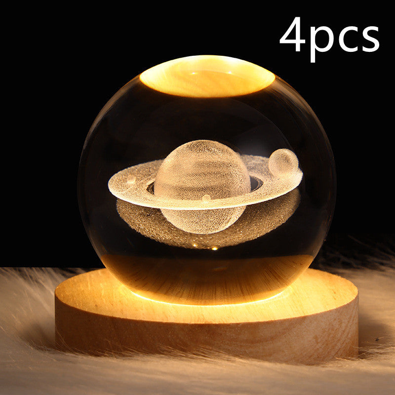 LED Night Light Galaxy Crystal Ball Table Lamp 3D