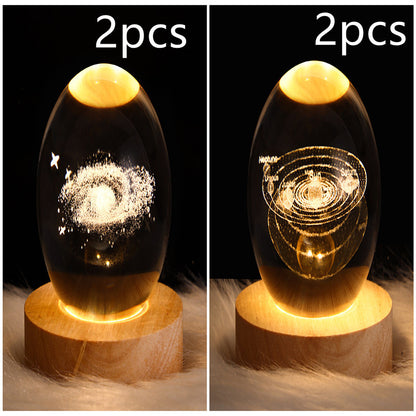 LED Night Light Galaxy Crystal Ball Table Lamp 3D