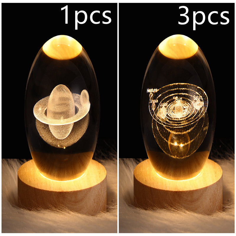 LED Night Light Galaxy Crystal Ball Table Lamp 3D
