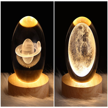 LED Night Light Galaxy Crystal Ball Table Lamp 3D