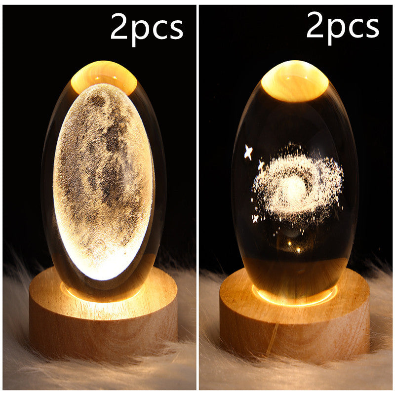 LED Night Light Galaxy Crystal Ball Table Lamp 3D