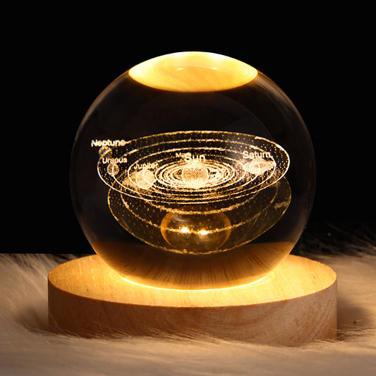 LED Night Light Galaxy Crystal Ball Table Lamp 3D