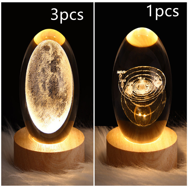 LED Night Light Galaxy Crystal Ball Table Lamp 3D