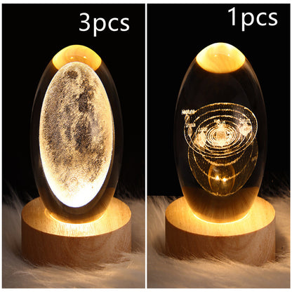 LED Night Light Galaxy Crystal Ball Table Lamp 3D